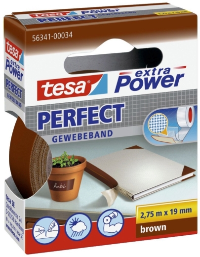Gewebeklebeband extra Power Perfect - 2,75 m x 19 mm, braun
